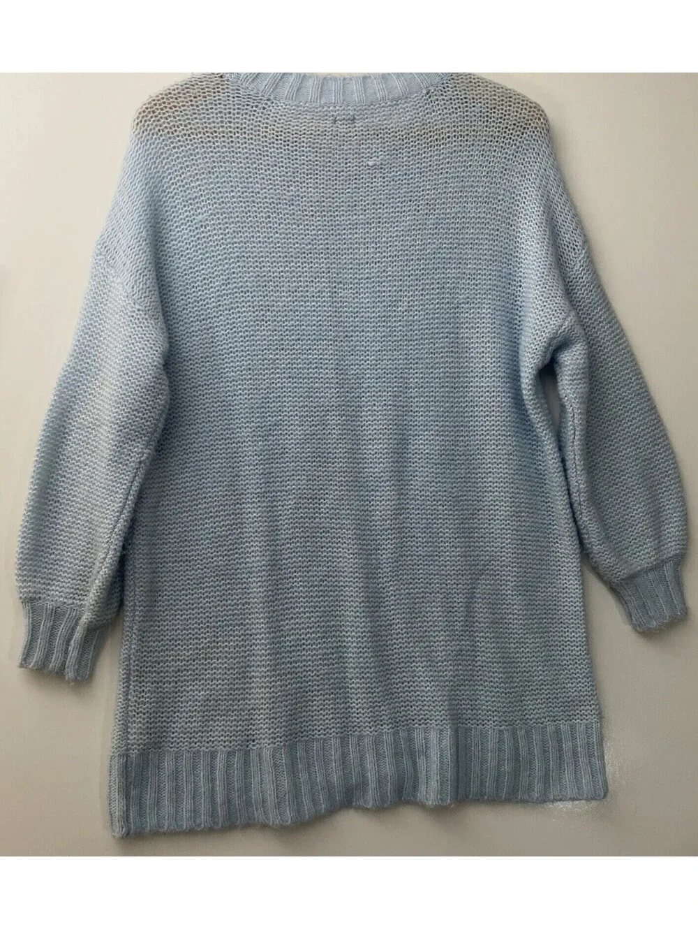 Aerie Cable Knit Wool-Blend Oversized Sweater Baby Blue Size S